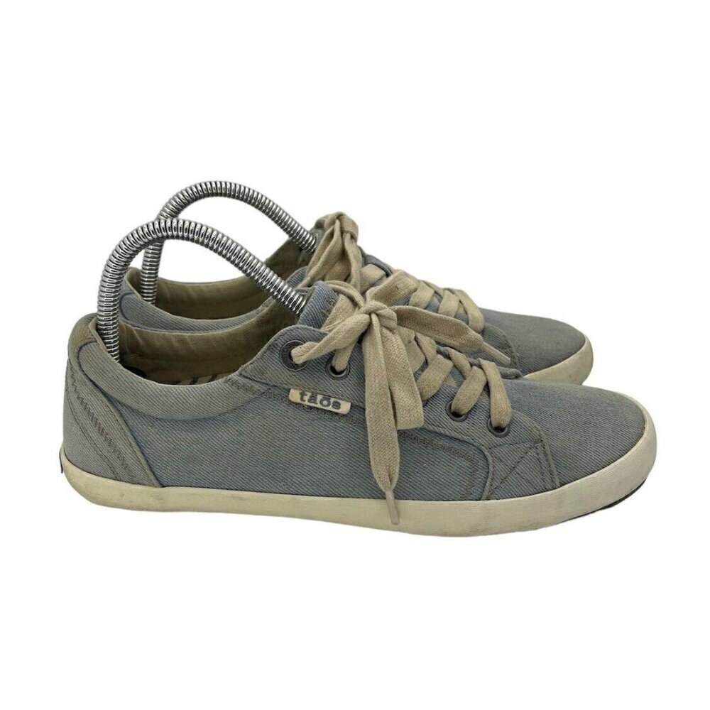 Taos Womens Size 9 Star Canvas Shoes Blue Denim Lace Up Sneakers STA 12844 Flats